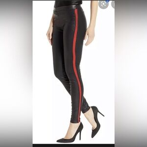 BLANKNYC  pleather pants with red tripe on side like New